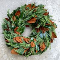 Magnolia and Leyland Cypress Wreath