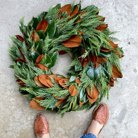 Magnolia and Leyland Cypress Wreath