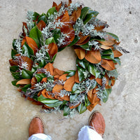 Magnolia and Purple Acacia Wreath