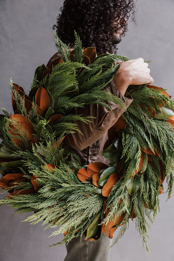 Magnolia and Leyland Cypress Wreath