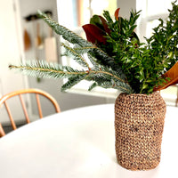 Recycled Woven Vase + Drop-In Bouquet Gift Set